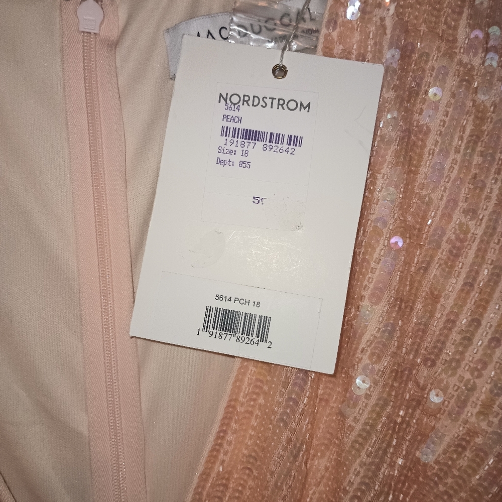 Mac Duggal Peach Sequin Maxi Dress - Picture 4 of 5